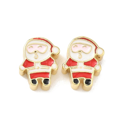 Christmas Brass Enamel Beads KK-I474-G28-1