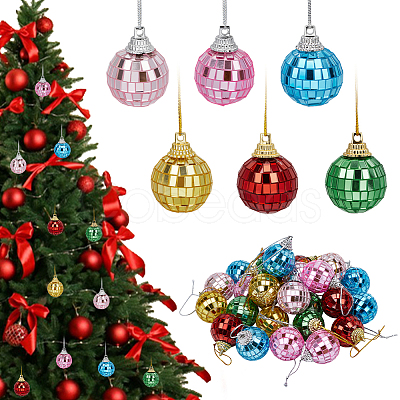 30Pcs 6 Colors Glass & Foam Disco Ball Pendant Decorations HJEW-ME0001-13-1