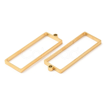 304 Stainless Steel Open Back Bezel Rectangle Pendants STAS-Z040-06B-G-1
