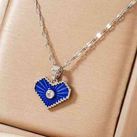 Romantic Brass Clear Cubic Zirconia Heart Pendant Necklaces FR4292-1-1