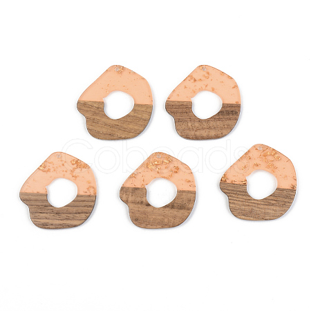 Transparent Resin & Walnut Wood Pendants RESI-S389-050A-B04-1