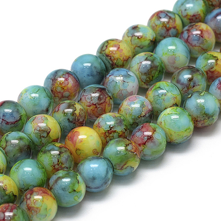 Baking Painted Glass Beads Strands X-DGLA-S115-8mm-S36-1