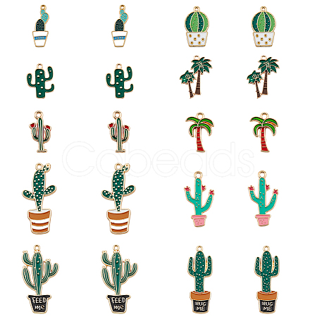 40Pcs 10 Styles Alloy Enamel Pendants ENAM-HY0001-31-1
