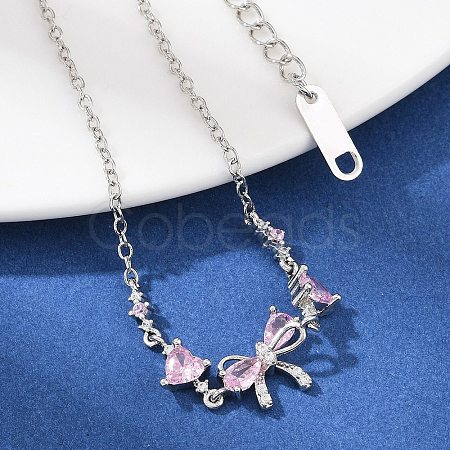 Brass Micro Pave Cubic Zirconia Link Bracelets BJEW-Z122-01P-1