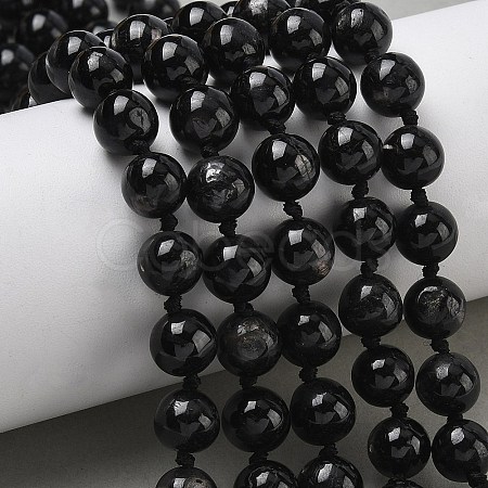 Natural Black Silver Line Jasper Beads Strands G-L650-K01-01-1