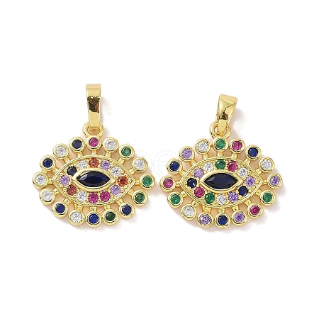 Golden Brass Micro Pave Cubic Zirconia Pendants KK-L209-038G-01-1