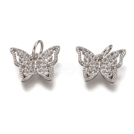 Brass Micro Pave Clear Cubic Zirconia Charms ZIRC-B002-47P-1
