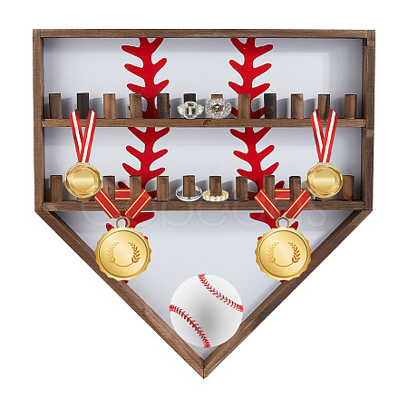 Baseball Theme Wood Wall Mounted Finger Ring Organizer Display Stands AJEW-WH0031-70A-1