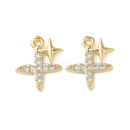 Brass Micro Pave Cubic Zirconia Charms KK-F872-13G-1