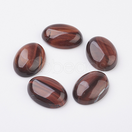 Natural Dyed & Heated Red Tiger Eye Flat Back Cabochons G-G741-18x25mm-13-1