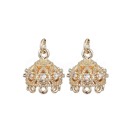 Brass Micro Pave Cubic Zirconia Multi-Strand Links X-KK-B133-06G-02-1