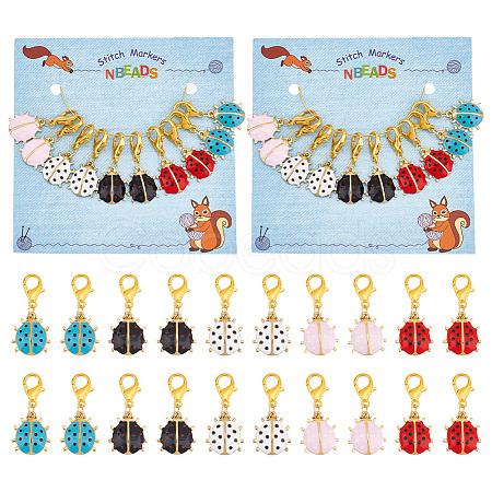 Ladybird Stitch Markers HJEW-AB00187-1