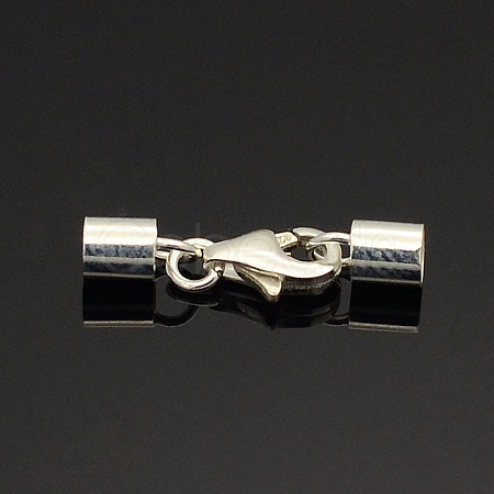 Rhodium Plated 925 Sterling Silver Lobster Claw Clasps STER-L018A-06-1