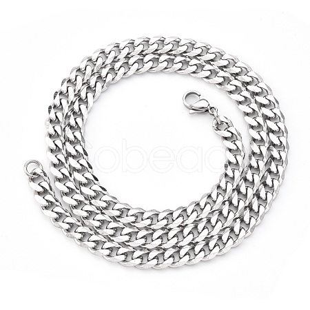 Non-Tarnish Men's 201 Stainless Steel Cuban Chain Necklace NJEW-R257-001D-P-1