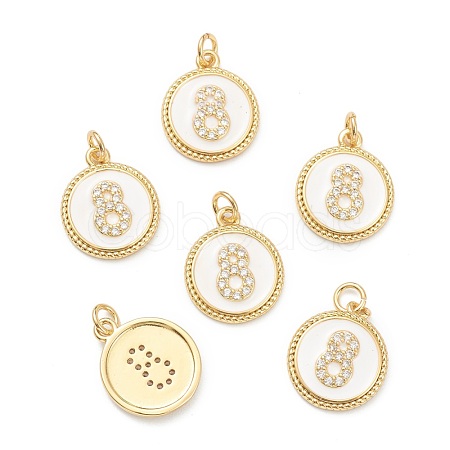 Brass Micro Pave Clear Cubic Zirconia Charms ZIRC-J040-44G-08-1