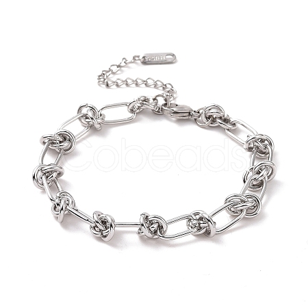 Non-Tarnish 304 Stainless Steel Knot Link Chain Bracelet for Men Women BJEW-E020-01P-1