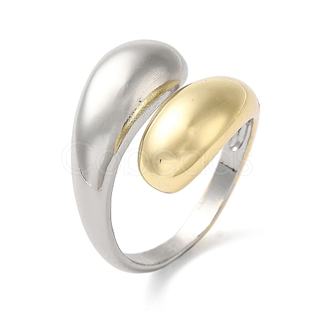 Brass Teardrop Open Cuff Rings for Women RJEW-B062-10GP-1