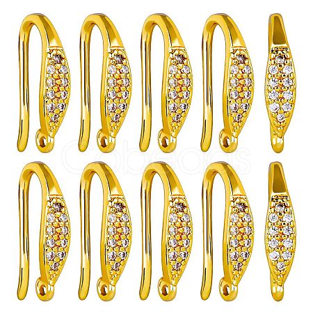 10 Pairs Brass Micro Pave Clear Cubic Zirconia Earring Hooks ZIRC-SZ0005-19B-1