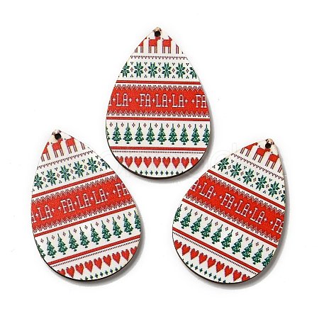 Single Face Printed Wood Big Pendants WOOD-H102-03A-1