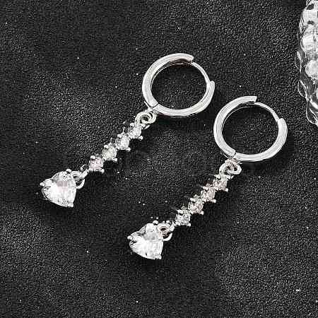 Brass Micro Pave Cubic Zirconia Hoop Dangle Earrings KK-CBA8324-07P-02-1