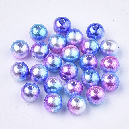 Rainbow ABS Plastic Imitation Pearl Beads X1-OACR-Q174-6mm-06-1