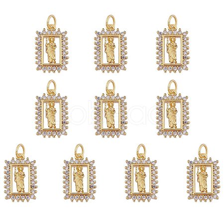 Rack Plating Brass Micro Pave Clear Cubic Zirconia Pendants ZIRC-SZ0004-25-1