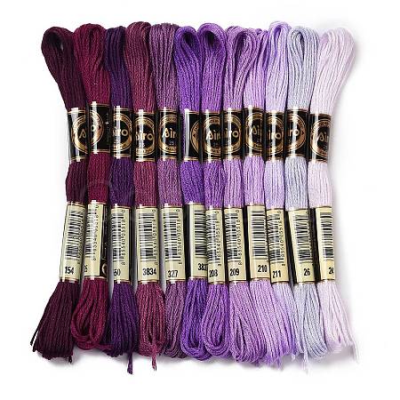 12 Skeins 12 Colors 6-Ply Polyester Embroidery Floss OCOR-M009-01B-10-1