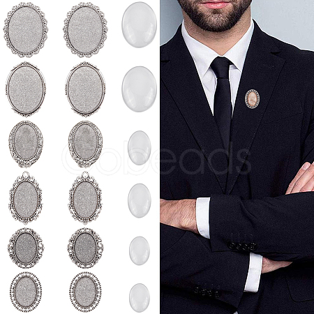 DIY Oval Alloy Brooch Making Kits DIY-SC0028-86-1