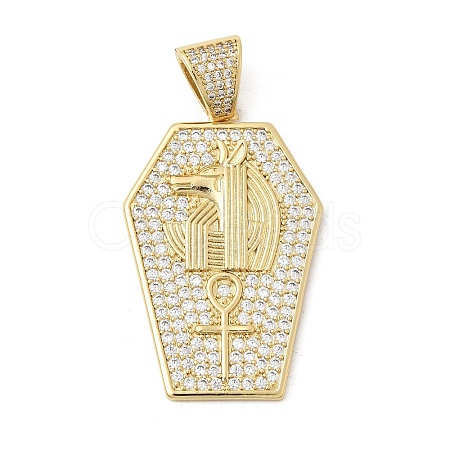 Brass Micro Pave Clear Cubic Zirconia Pendants KK-H267-057G-1