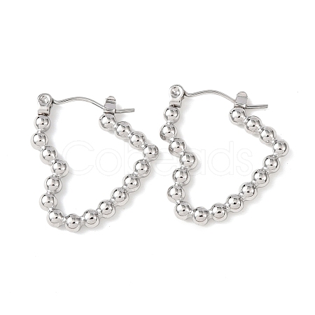 Non-Tarnish Heart 304 Stainless Steel Hoop Earrings for Women STAS-A057-19P-1