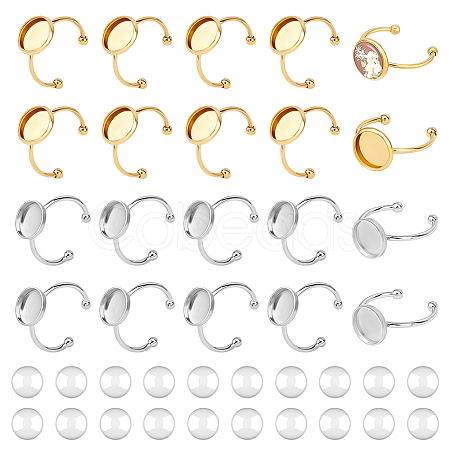 20Pcs 304 Stainless Steel Open Cuff Ring Findings STAS-ME0002-79-1