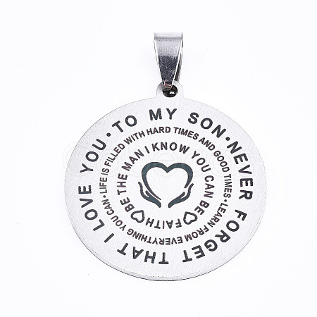 Non-Tarnish 201 Stainless Steel Quote Pendants X-STAS-T044-221P-1