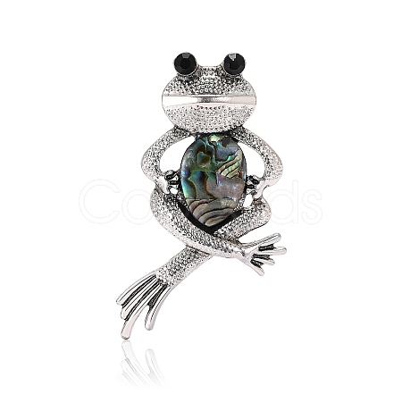 Frog Zinc Alloy Rhinestone  Brooches PW-WGC7876-01-1