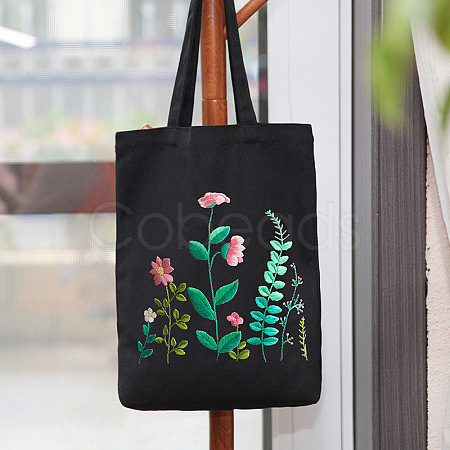 DIY Flower Pattern Tote Bag Embroidery Kit PW22121387208-1