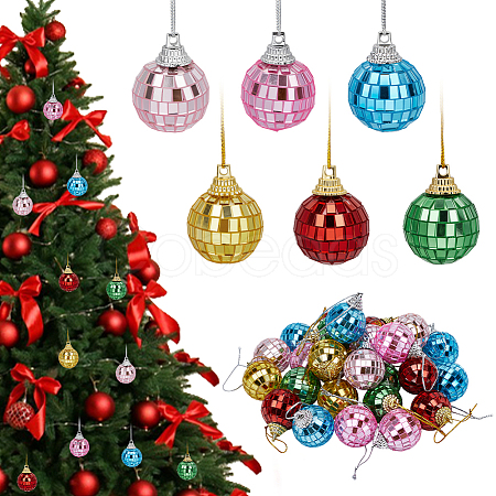 30Pcs 6 Colors Glass & Foam Disco Ball Pendant Decorations HJEW-ME0001-13-1