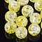 Transparent Crackle Acrylic Beads, Round, Yellow, 10mm, Hole: 2mm, about 943pc/500g