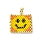 Handmade MIYUKI Japanese Seed Loom Pattern Seed Beads, Rectangle with Smiling Face Pendants, Orange Red, 24x20.5x2mm, Hole: 2.5mm