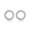 Anti-Tarnish Ring Rhodium Plated 925 Sterling Silver Stud Earrings, with Cubic Zirconia, Platinum, No Size