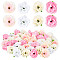 CRASPIRE 100Pcs 4 Colors Cloth Imitation Rose, Artificial Flower Heads, Festival & Party Supplies, Mixed Color, 36~38x35~35mm, Hole: 2mm, 25pcs/color