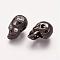 Brass Micro Pave Cubic Zirconia Beads, Skull, Gunmetal, 14x8x9.5mm, Hole: 2mm