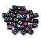 Acrylic Multi-Strand Links, Rectangle with Mixed Letter, Mixed Color, 8.5x7.5x4mm, Hole: 1.5mm, about 1950pcs/500g