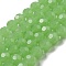 Imitation Jade Glass Beads Stands, Faceted, Round, Light Green, 8mm, Hole: 1mm, about 65~67pcs/strand, 49~50cm