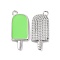 Brass Enamel Pendants, Ice-Lolly, Real Platinum Plated, Real Platinum Plated, Light Green, 20x9x2mm, Hole: 1.5mm