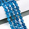 Dyed Natural White Jade Beads Strands, Faceted, Star Cut Round Beads, Steel Blue, 7~8x6~7.5x6~7.5mm, Hole: 1mm, about 48~49pcs/strand, 14.17~15.35''(36~39cm)