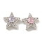 Brass Micro Pave Cubic Zirconia Beads, with Glass, Mixed Color, Star, Platinum, 11x12x6mm, Hole: 1mm