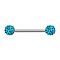 Titanium Steel Micro Pave Cubic Zirconia Nipple Rings, Nipple Piercing Pin, Round, Blue, 16mm, Pin: 1.6mm, Head: 5mm