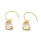 Teardrop Brass Hook Dangle Earring, with Clear Cubic Zirconia Glass Cadmium Free & Lead Free, White, 26.5x10mm