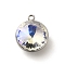 304 Stainless Steel Pendants, with Rhinestone, Stainless Steel Color, Flat Round, Crystal AB, 16.5x13.5x7.5mm, Hole: 1.6mm