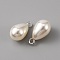 ABS Plastic Imitation Pearl Pendants, with Alloy Loops, Teardrop, Platinum, 21.5x13mm, Hole: 2mm