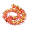 Glass Enamel Beads, Hand Drawn Beads Star with Smiling Face Pattern, Coral, 20.5x22x11mm, Hole: 1.6mm